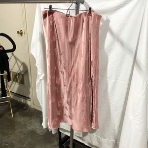 NLT (no less than) LA pink Floral midi satin skirt